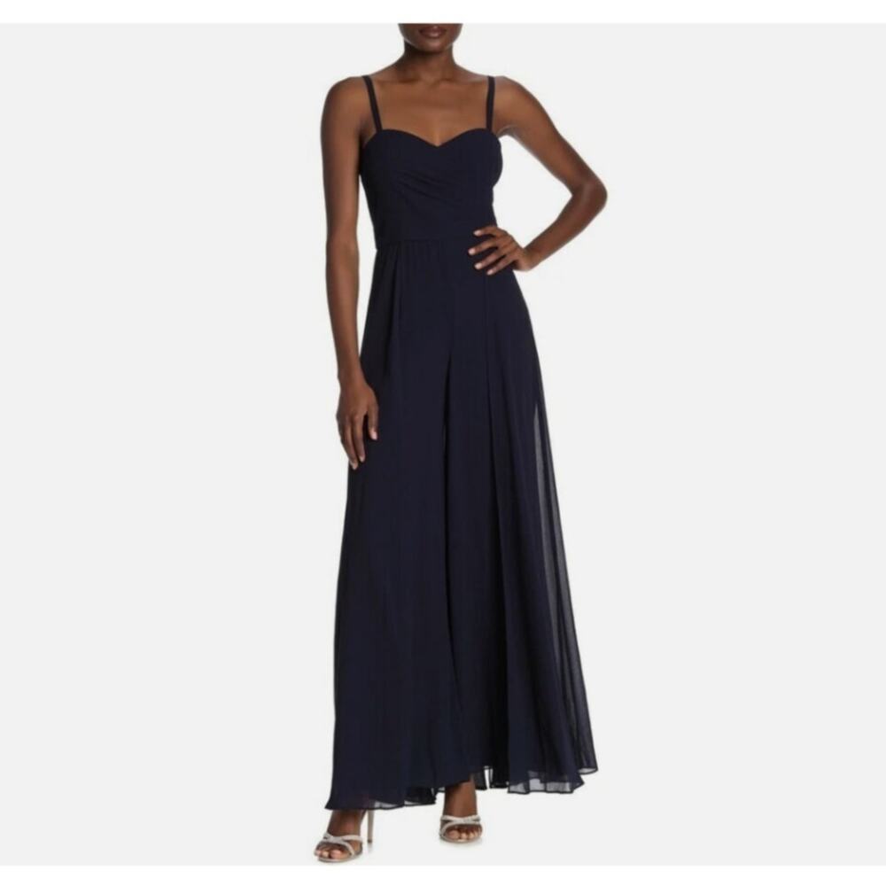 Marina Navy Blue Sweatheart Neckline Jumpsuit Size 4